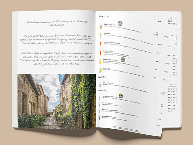 Flip book for food menu